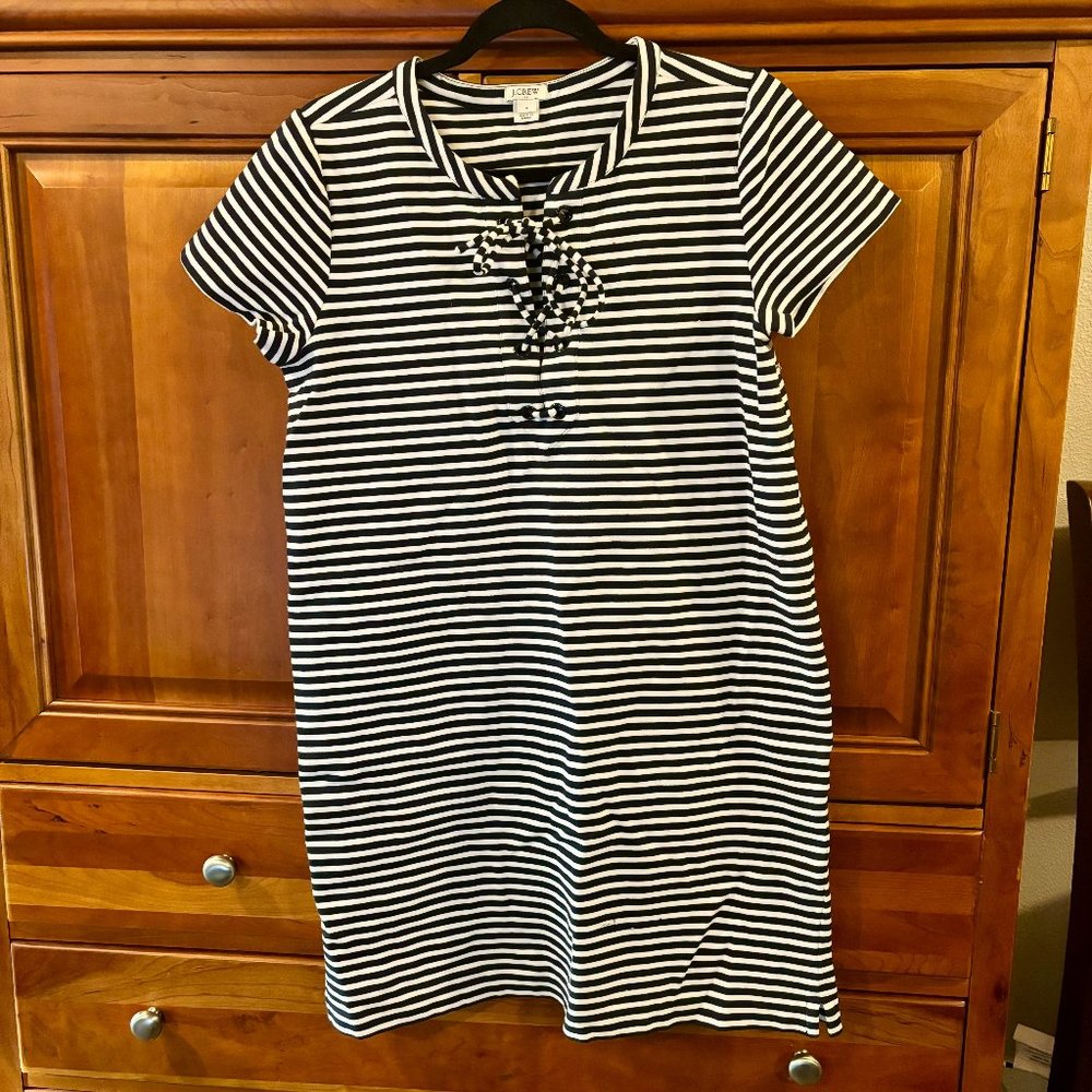 J. Crew Navy and White Striped T-shirt  Dress